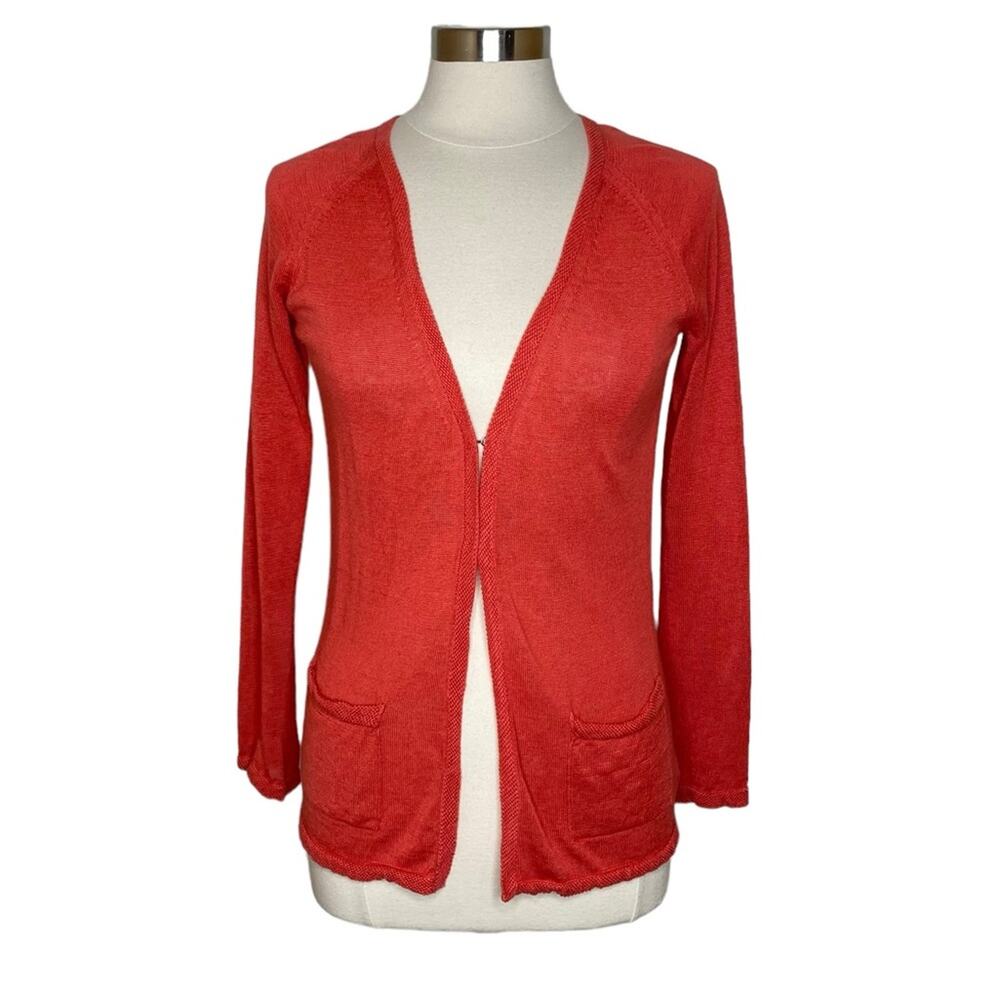 Maria Di Ripabianca Silk Linen Blend Knit Cardigan Front Pockets Women’s US‎ 6
